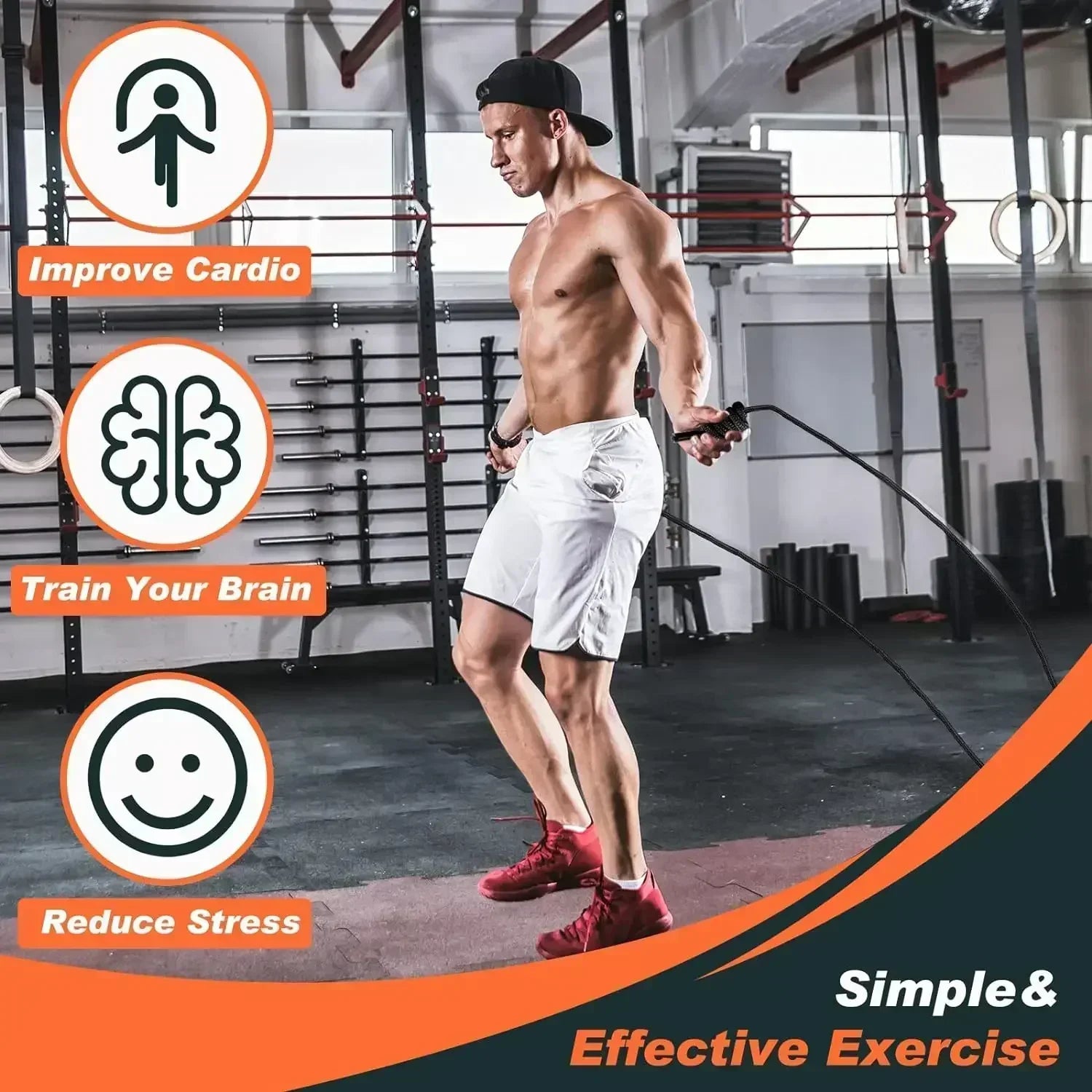 Flow Rope Weighted Fitness Skipping Rope for Women Men Heavy Ropes for Adults Training Home Gym and Outdoor Exercise