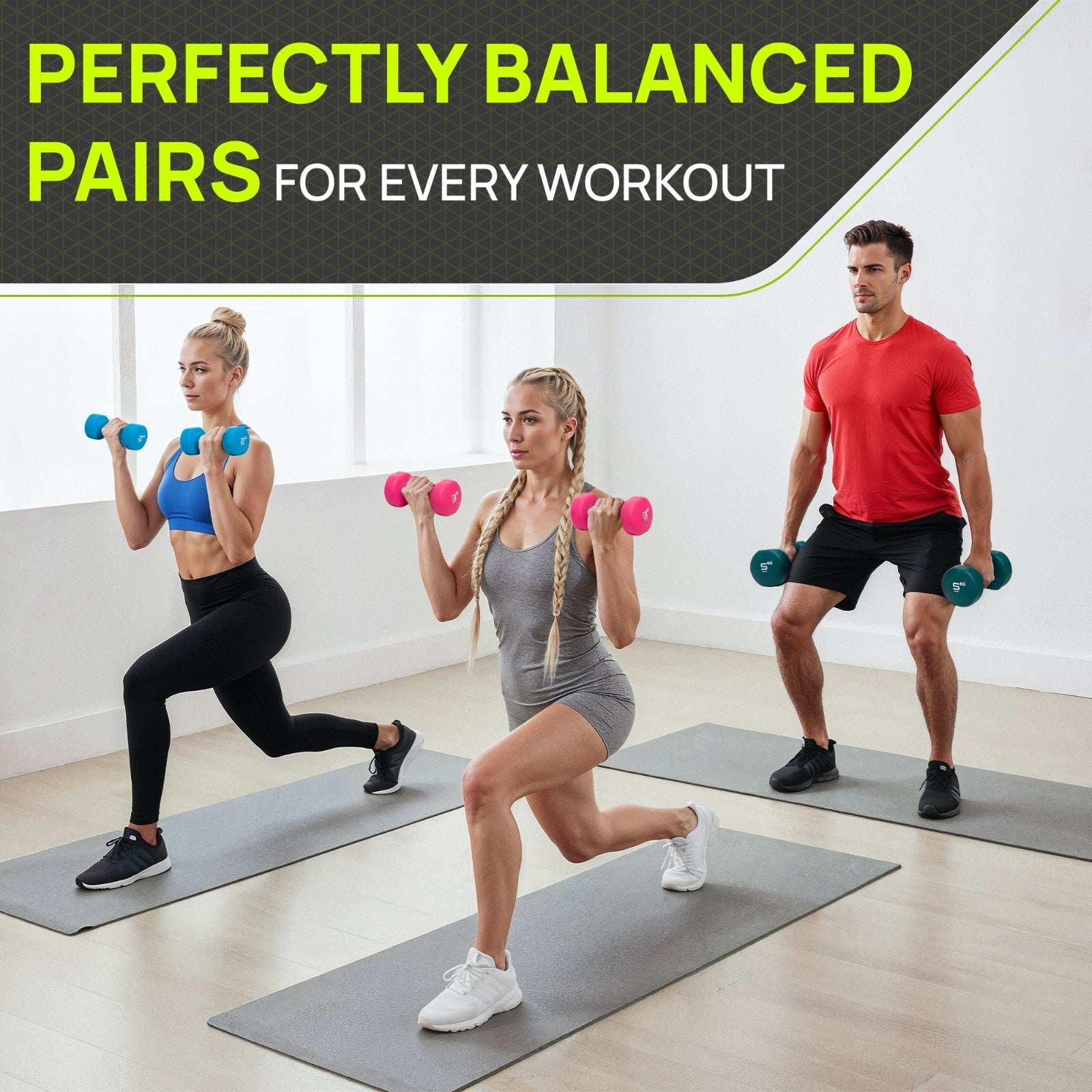 Neoprene Dumbbells (Pair) – Hand Weights for Home & Fitness Training