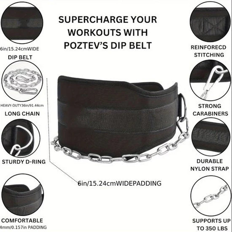 Dip Belt with Chain – Adjustable Weightlifting Belt for Pull-Ups & Dips