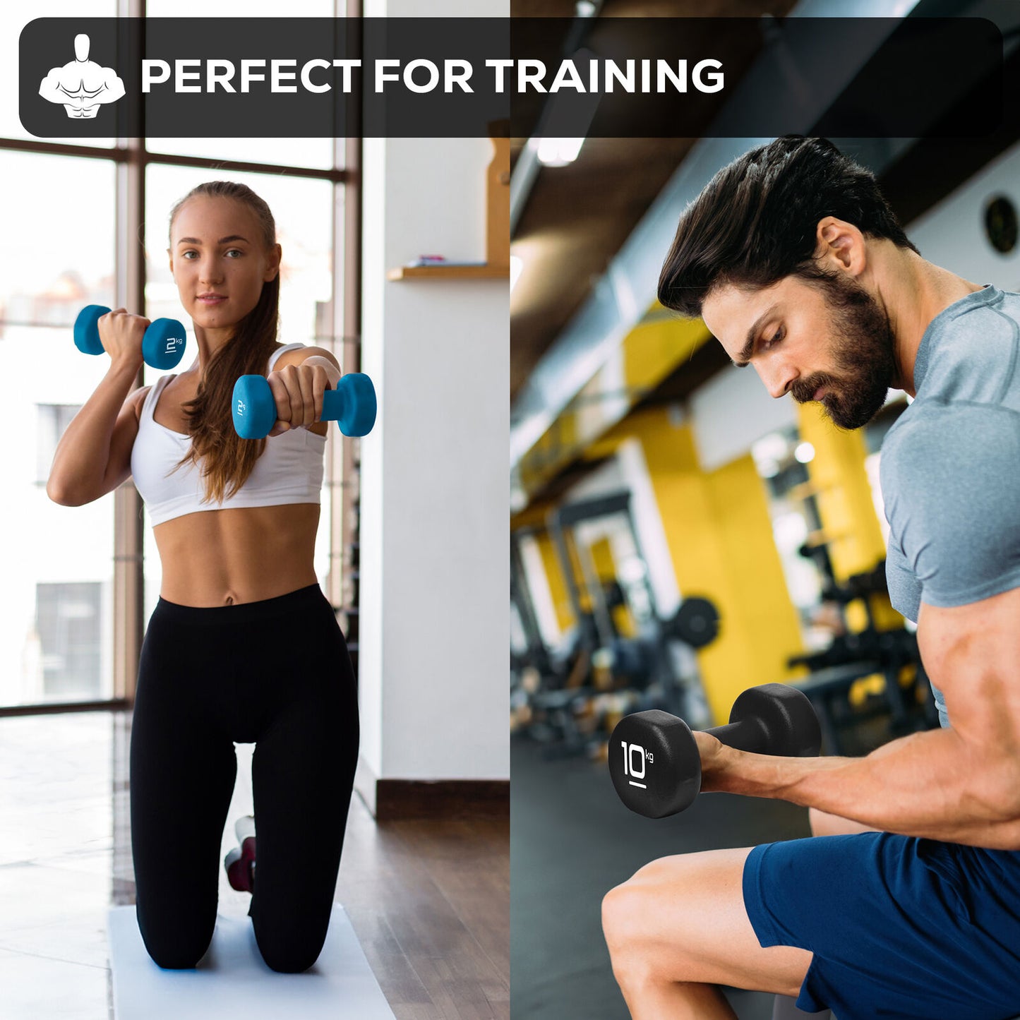 Neoprene Dumbbells (Pair) – Hand Weights for Home & Fitness Training