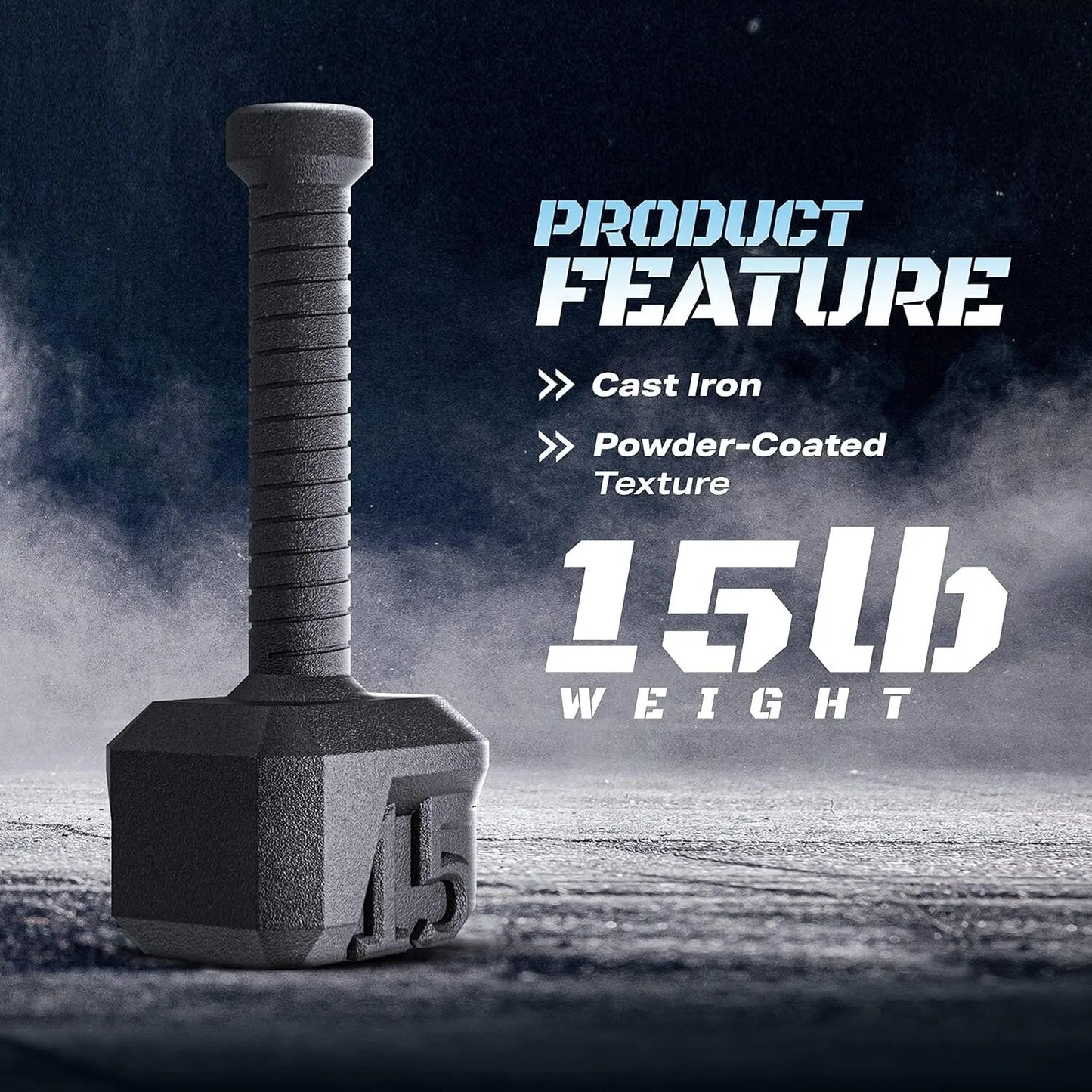 Thor Hammer Kettlebell – Heavy Duty Non-Slip Strength Training Weight (15LB / 6KG)